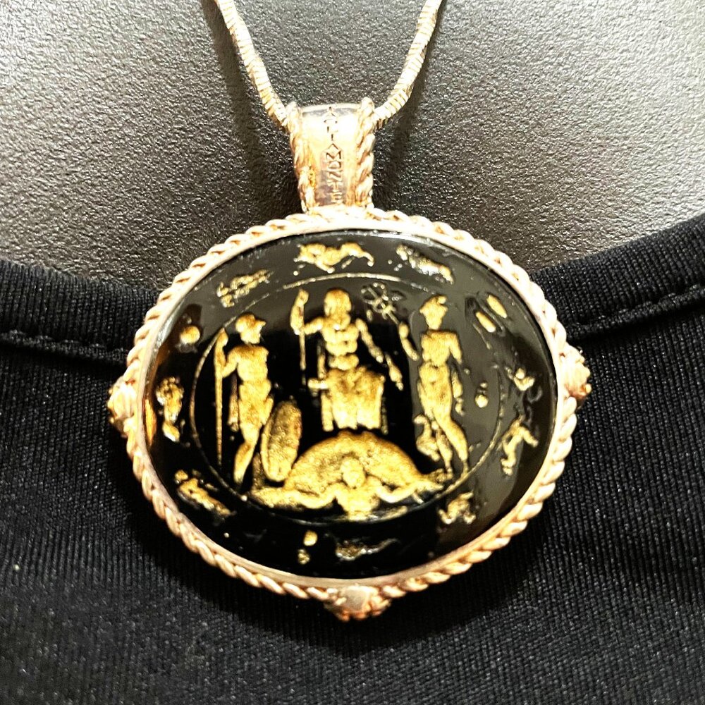 Vintage Tagliamonte Italy Greco Roman Double Sided Pendant
